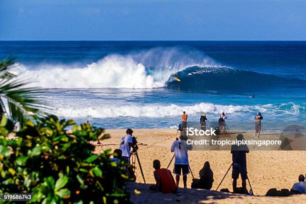 Surfing At Pipeline Stock Photo - Download Image Now - Hawaii Islands, Pipeline, Breaking Wave