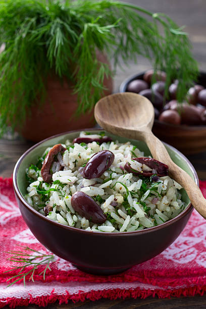 istock Rice with olives and fresh herbs 519687903