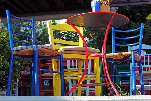 istock Street Cafe Colorful Chairs, Crete 519687969