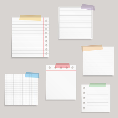 Tapesd Note Paper And Tape Stock Illustration - Download Image Now - Note Pad, Note ...