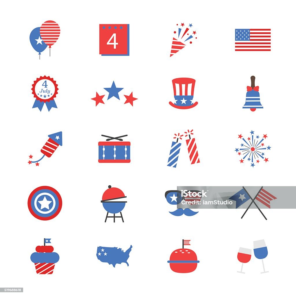 Independence Day Flat Color Icons This is icons set vector Illustrations line style. Icon Symbol stock vector