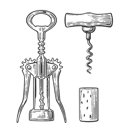 Simple Corkscrew Wing Corkscrew Basic Corkscrew And Cork Stock Illustration - Download ...
