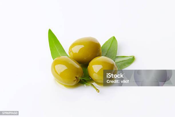 Pitted Green Olives Stock Photo - Download Image Now - Appetizer, Cooking Oil, Curing Food