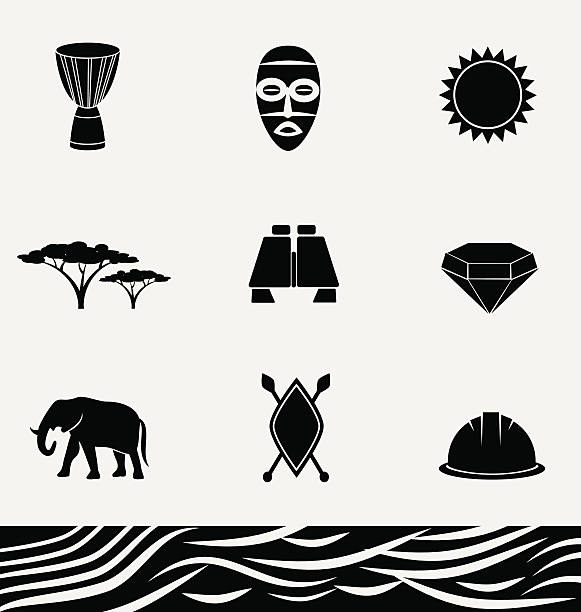 ilustrações de stock, clip art, desenhos animados e ícones de safari pela áfrica e selva.  vetor ícones. - africa south africa african culture plain