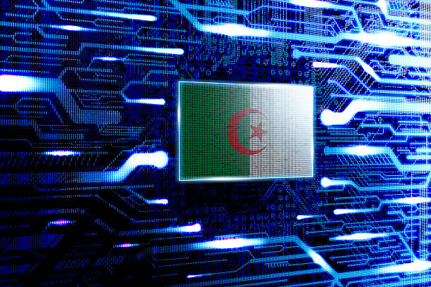 Algeria national official state flag in a computer technological world