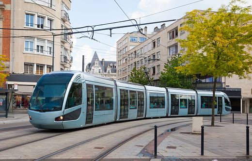 Modern tram in Valenciennes, France