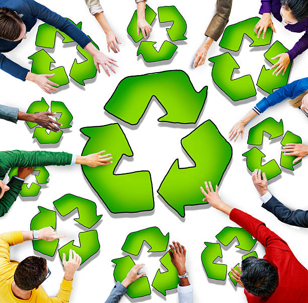 Multiethnic Group of People with Recycling Symbol