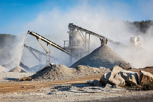 Industrial crusher - rock stone crushing machine stock photo