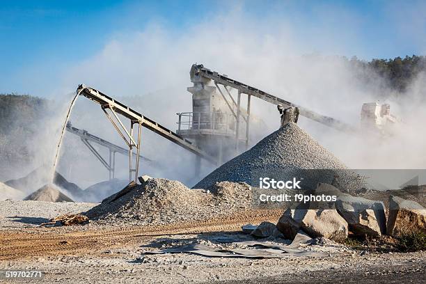 Industrial Crusher Rock Stone Crushing Machine Stock Photo - Download Image Now - Quarry, Mining - Natural Resources, Conveyor Belt