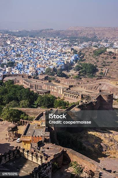 Blue City Of Jodhpur Rajasthan India From Meherangarh Fort Vertical Stock Photo - Download Image Now
