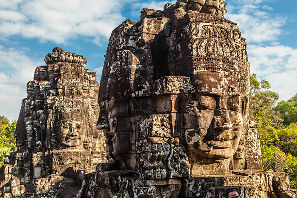 Face of Bayon Castle, Angkor Thom. stock photo