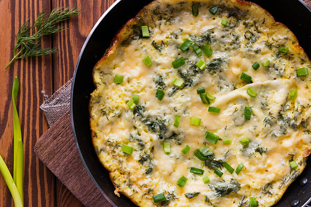 istock omelette in a frying pan sprinkled with green onions 519703812