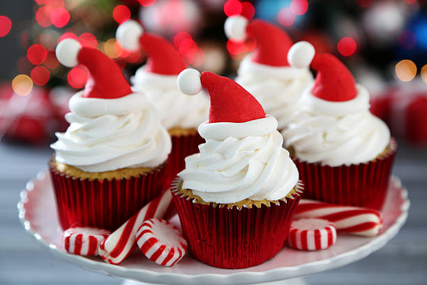 christmas cupcakes christmas candy peppermint christmas mint stock pictures, royalty-free photos & images