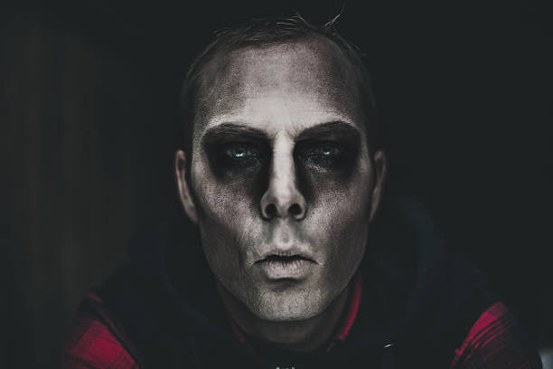 straszne człowiek w halloween make-up - spooky human face zombie horror zdjęcia i obrazy z banku zdjęć