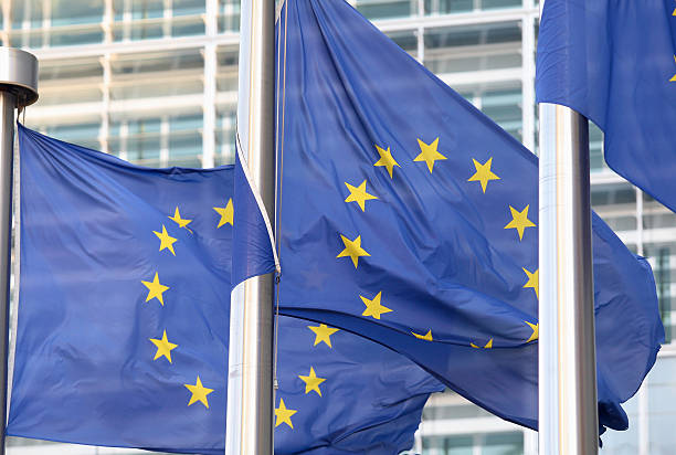 istock European flags in front  the Berlaymont building 519704795