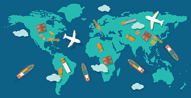 istock Logistic concept flat banner production process from factory to shop 519704970