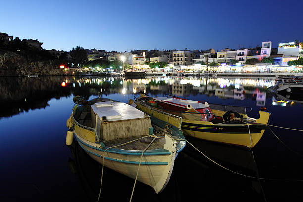 istock Agios Nikolaos City at Night, Crete, Greece 519705157