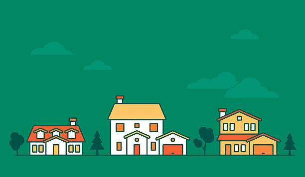 rumah lingkungan - rumah tempat tinggal ilustrasi ilustrasi stok