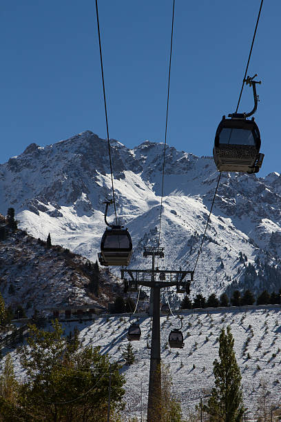 funicular road - overhead cable car summer ski lift scenics fotografías e imágenes de stock