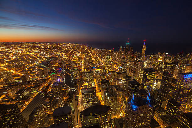istock Aerial View of City Downtown twilight 519706364