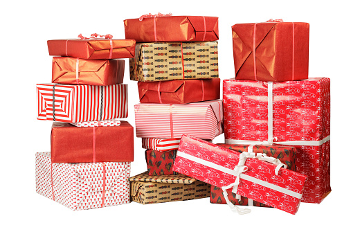 many gifts isolated on white