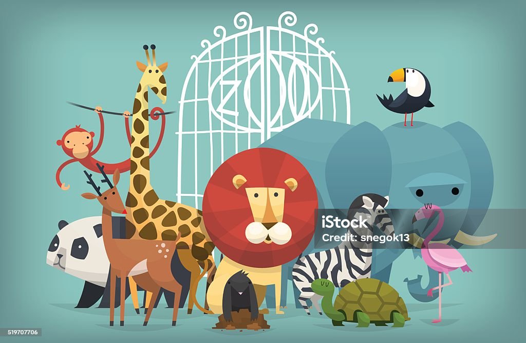 Parque zoológico de animales en - arte vectorial de Zoológico libre de derechos