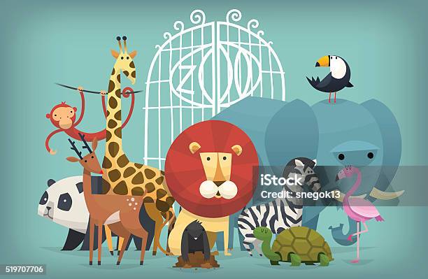 Ilustración de Parque Zoológico De Animales En y más Vectores Libres de Derechos de Zoológico - Zoológico, Animal, Vector