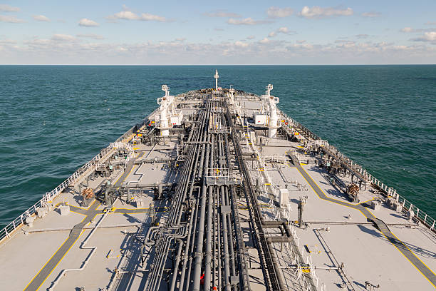 istock Forward part of crude oil ship. 519708532