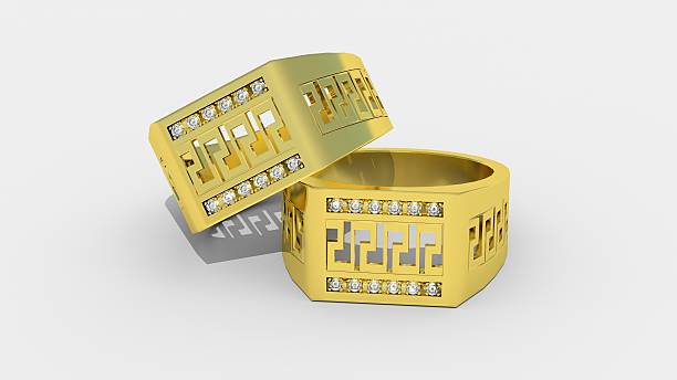 istock Gold rings with diamonds for men 519709048