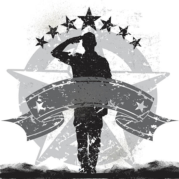 ilustraciones, imágenes clip art, dibujos animados e iconos de stock de nosotros militar soldado o chico scout fondo hacer un saludo - veteran military armed forces saluting