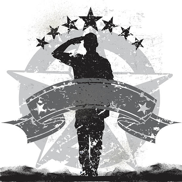 вооружённые силы сша или солдат мальчик разведчик салютов фон - veteran military armed forces saluting stock illustrations
