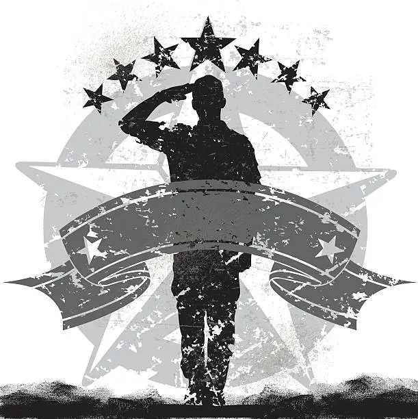 Vector illustration of US Military Soldier or Boy Scout Saluting Background