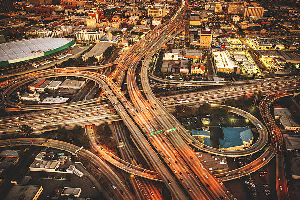 Los Angeles crossway junction aerial view