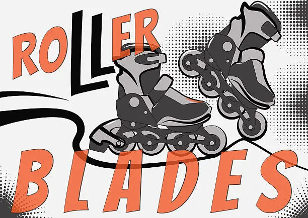 Vector illustration of Illustration of roller skating - rollerblades. Roller blades card, banner