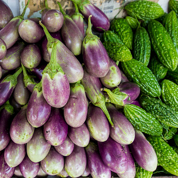 istock Eggplant purple and  gourd from market 519721617