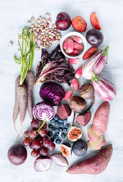 istock Assorted purple toned fruits and vegetables as a collection 519724473