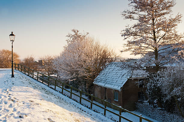istock Snowy house down the Dutch dike 519724583