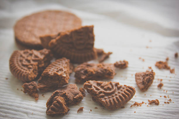 istock Chocolate chip cookies shot on white colored cloth, vintage styl 519726231