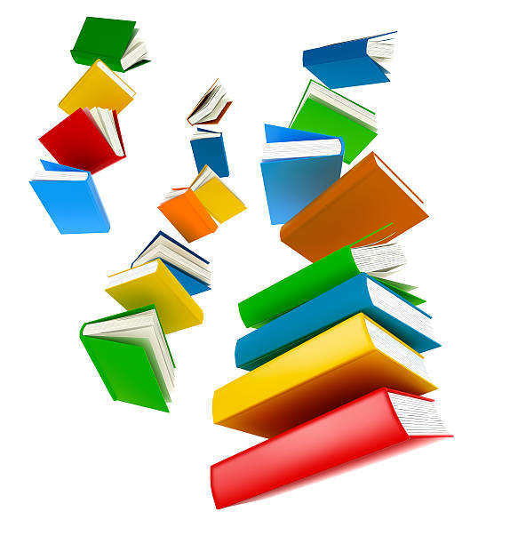 istock Colored books with clear cover falling in pile 519727311