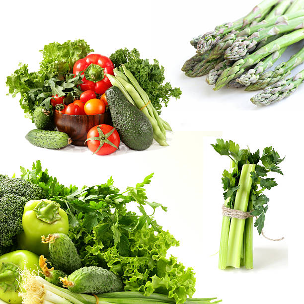 istock Set various green vegetables, celery and asparagus 519727789