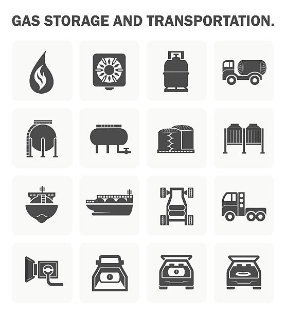 ilustrações, clipart, desenhos animados e ícones de ícone de vetor de gás - fuel tanker transportation symbol mode of transport