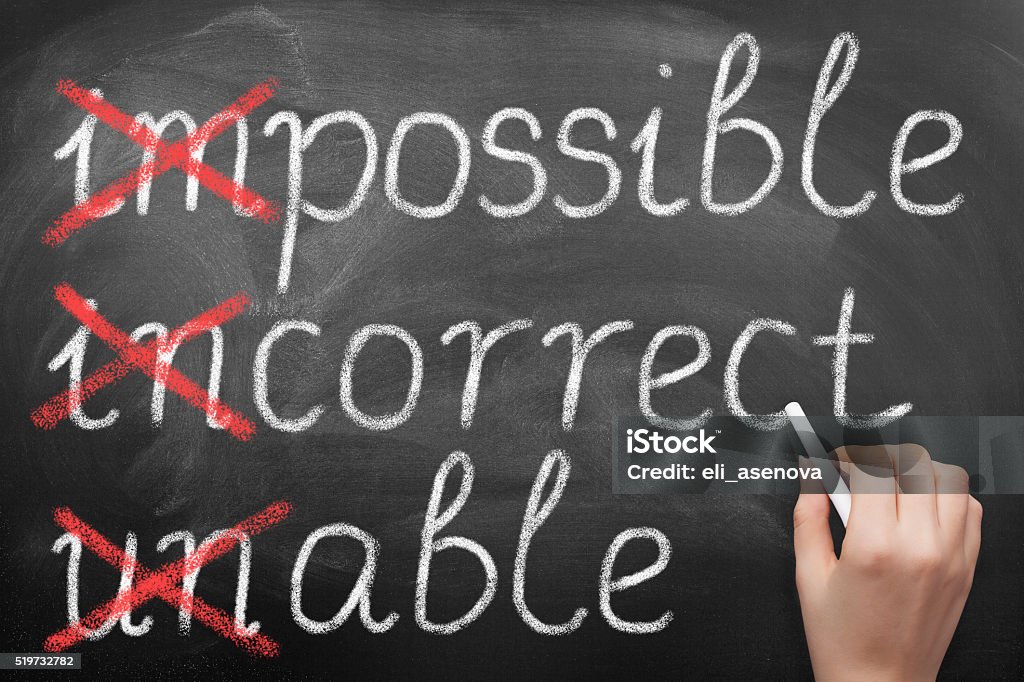 Make it possible on blackboard Single Word Stock Photo
