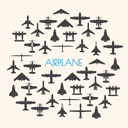 airplane icons set and Background