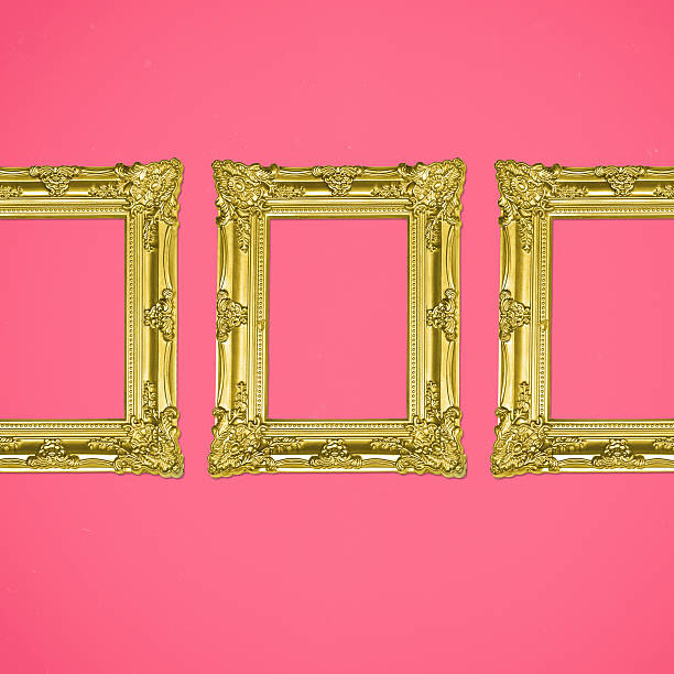 istock Three Gold Antique Photo Frames on Pink Background 519734498