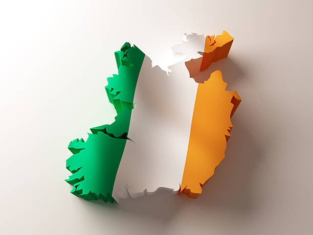 Flag map of Ireland Flag map of Ireland on white background. 3d rendered illustration. northern ireland photos stock pictures, royalty-free photos & images
