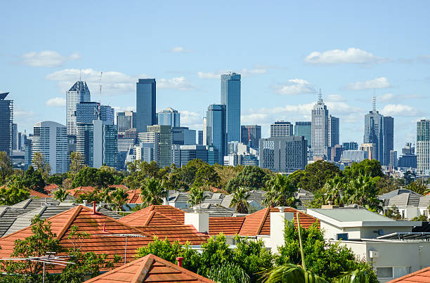 melbourne, australia - melbourne australia skyline city foto e immagini stock