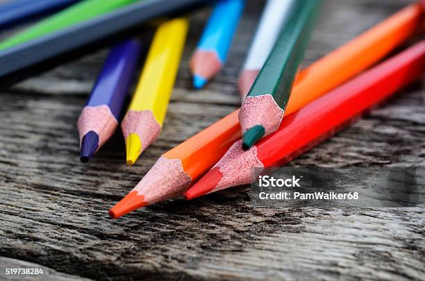 Pencil Crayons Stock Photo - Download Image Now - Art, Art And Craft, Blue