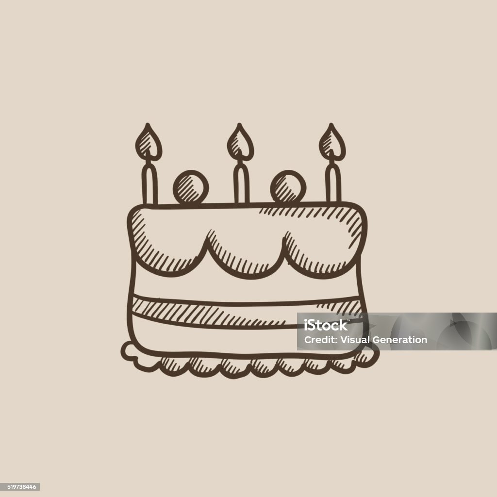 Birthday Cake With Candles Sketch Icon Stock Illustration ...