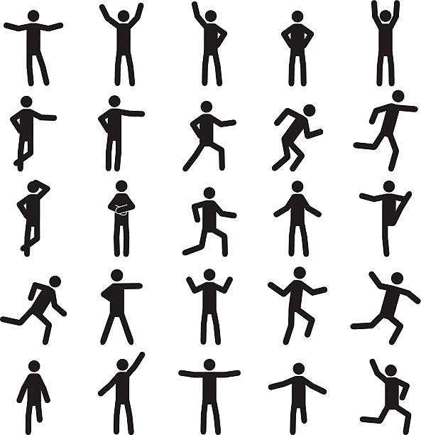 ilustrações de stock, clip art, desenhos animados e ícones de conjunto de ícones de pessoas constitui - crossing human arm silhouette men