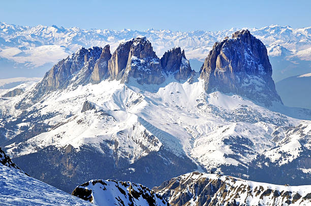 istock Ski resort in a snow covered mountain. Dolomites, Italy 519747499